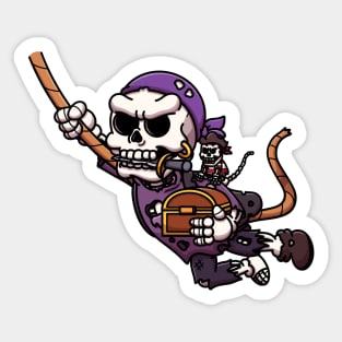 Pirate Skeleton With Skeleton Monkey On Shoulder Sticker